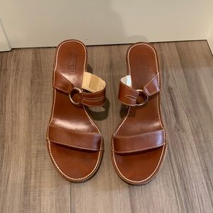 Coach brown wedge sandals